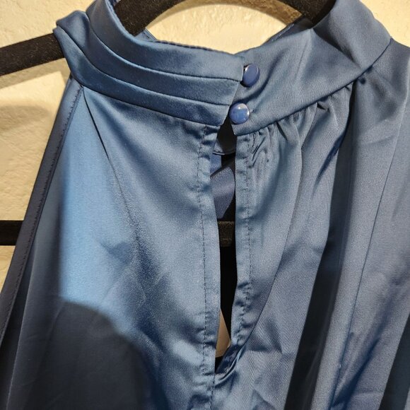 Pretty Garden Dress Medium Satin Maxi Keyhole Back Elastic Waist NWT - Picture 4 of 15